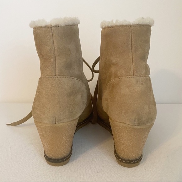 J. Crew MacAlister Wedge Suede Shearling Ankle Boots - 7 - Picture 7 of 16